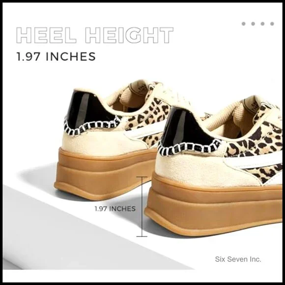 Platform Sneakers Retro Fashion Thick Rubber Sole Comfortable Tennis Skate
